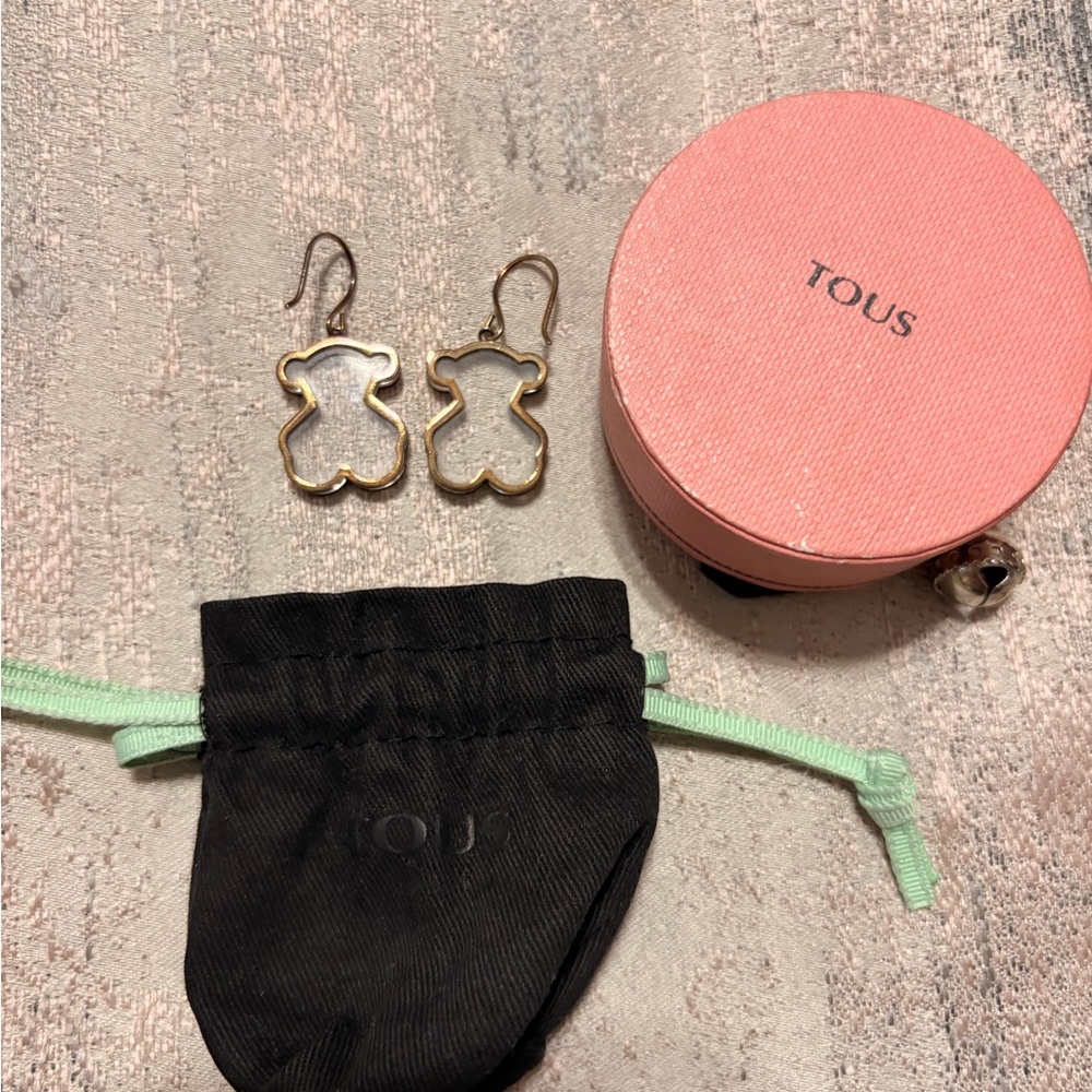 Tous Gold and Silver Bear-Shaped Earrings